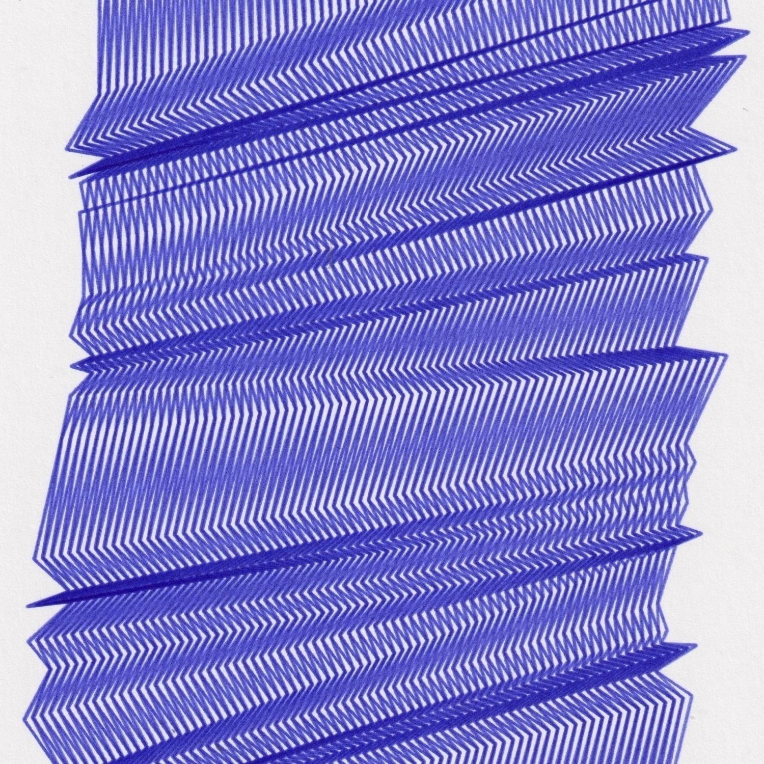 purple ink line drawing of cascading zigzag forms